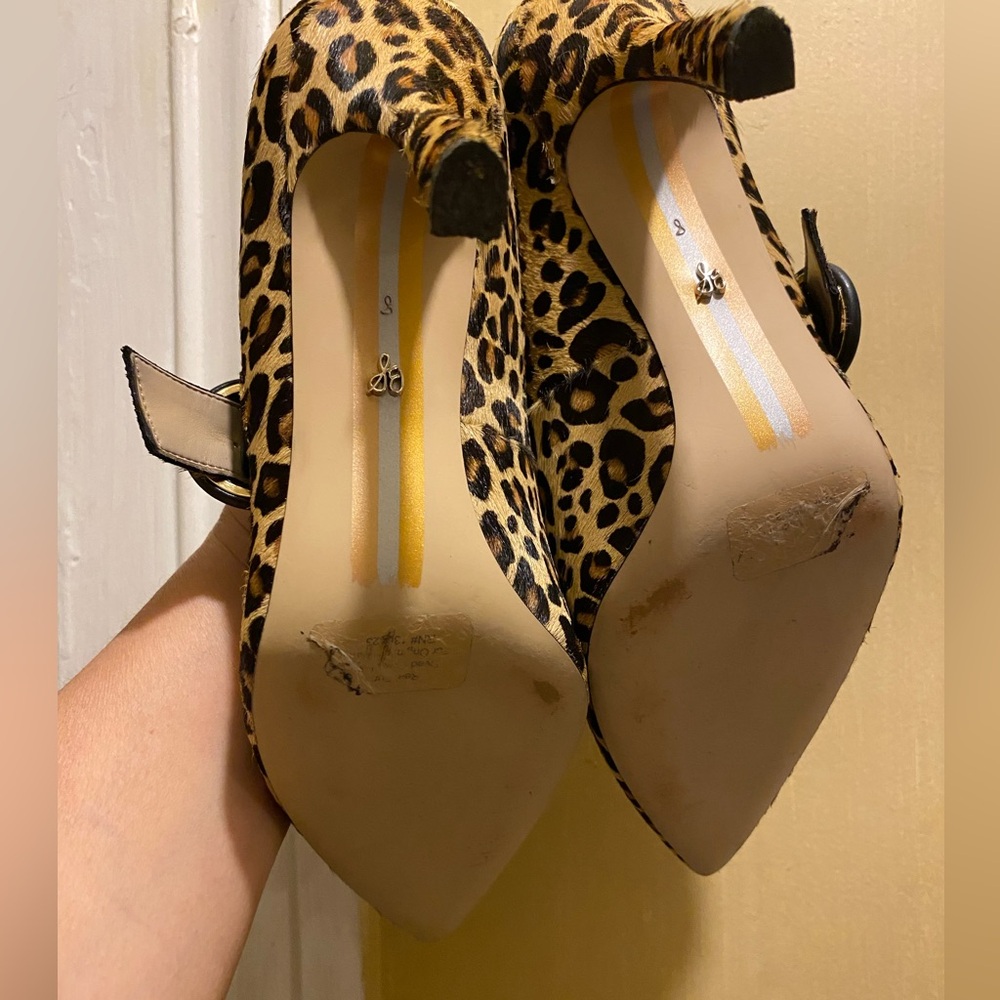 Sam Edelman Hinda Leopard Print Calf Hair Pointed Toe Pump Heels - Size 8 - Picture 12 of 12